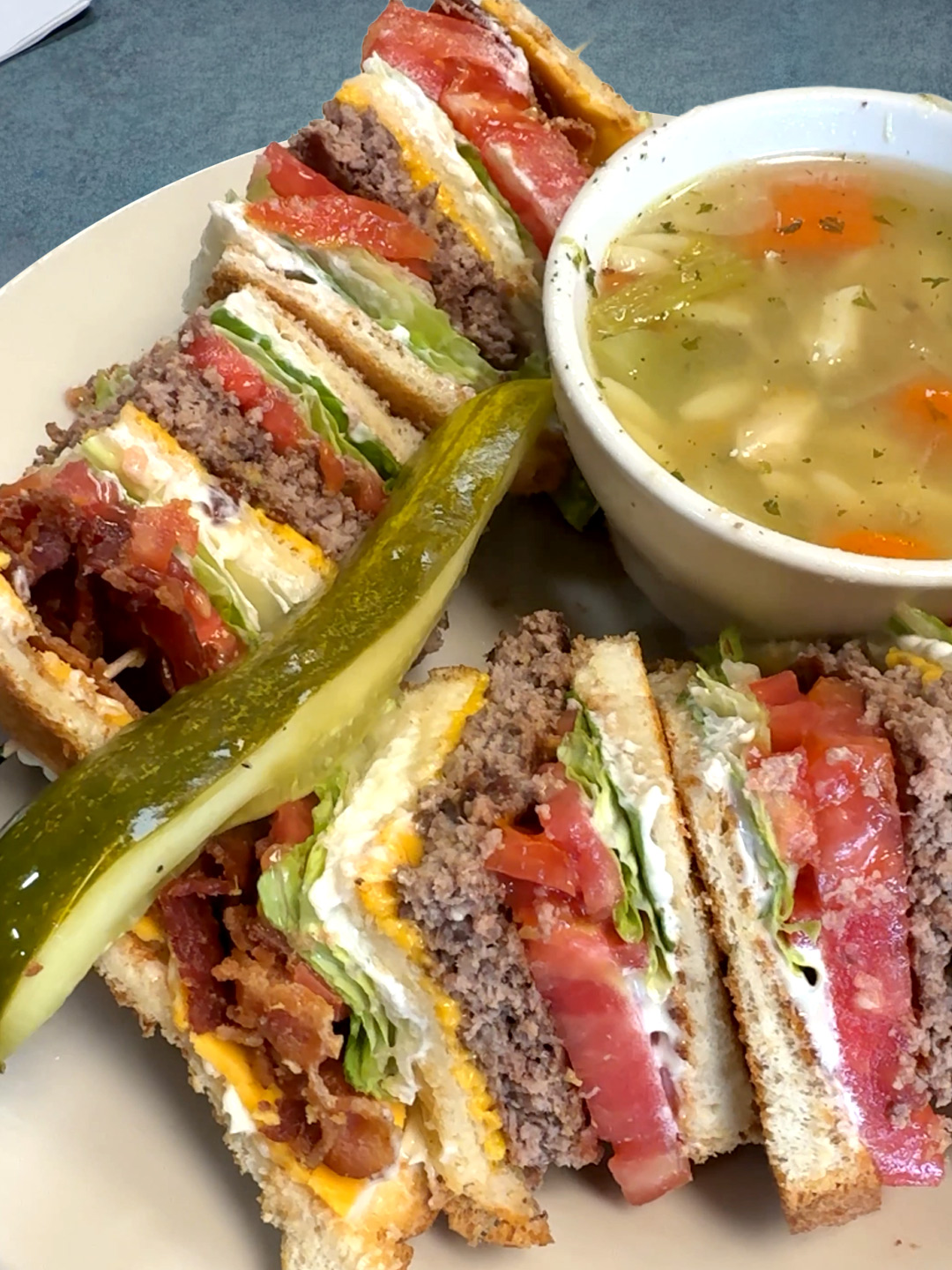 Club sandwich with soup at Golden Bear Restaurant in Largo, Florida