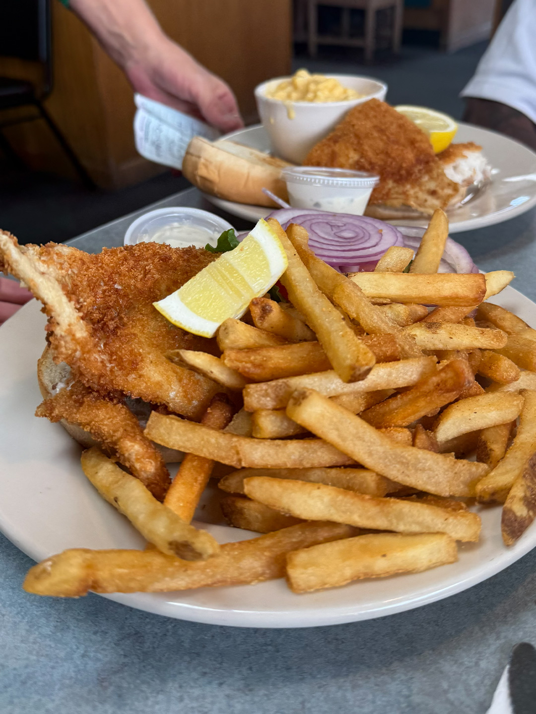 Fried fish with French fries at Golden Bear Restaurant in Largo, Florida